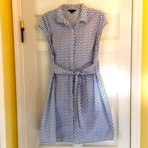 Shirt dress with attached belt
